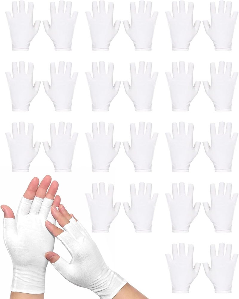 Framad 12 Pairs Black Cotton Fingerless Gloves Moisturizing Night, Uv Sun Protection Gloves for Driving (White) - Image 1